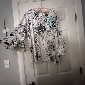 Karl Lagerfeld Black Floral Blouse